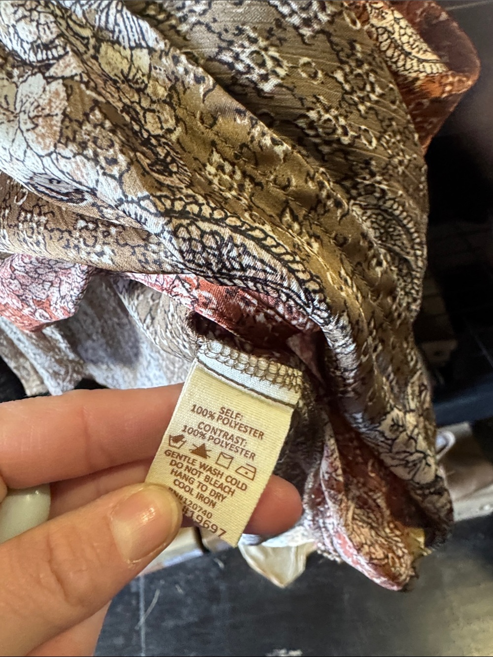 Mystree Brown and Rust Printed Surplice Blouse - Picture 4 of 5